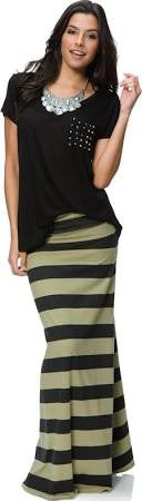 Billabong Midway Luv Striped Maxi Skirt Womens